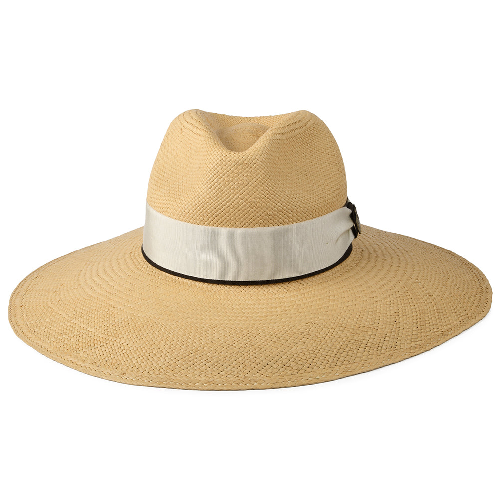 Chapeau Fedora Panama à Bord Large Bandeau Crème-Marron Classic Jessica naturel CHRISTYS