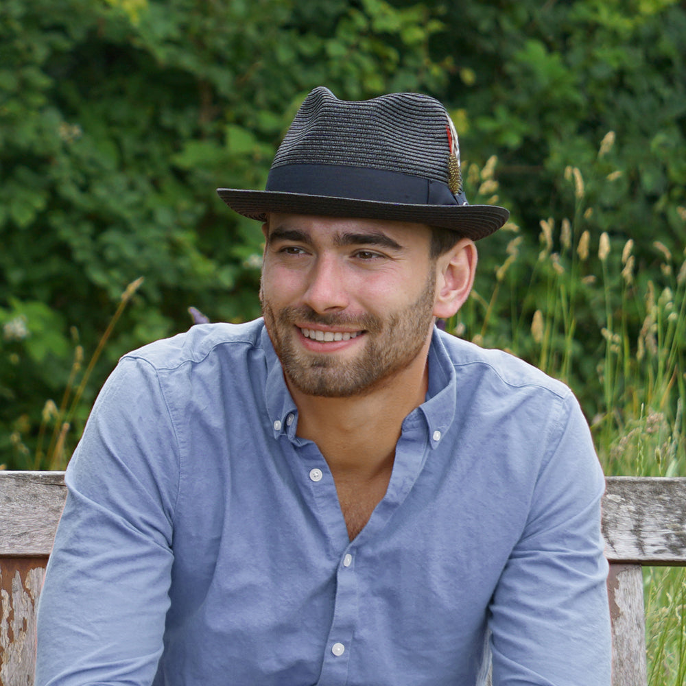 Chapeau Trilby en Paille Pinch Crown noir JAXON & JAMES