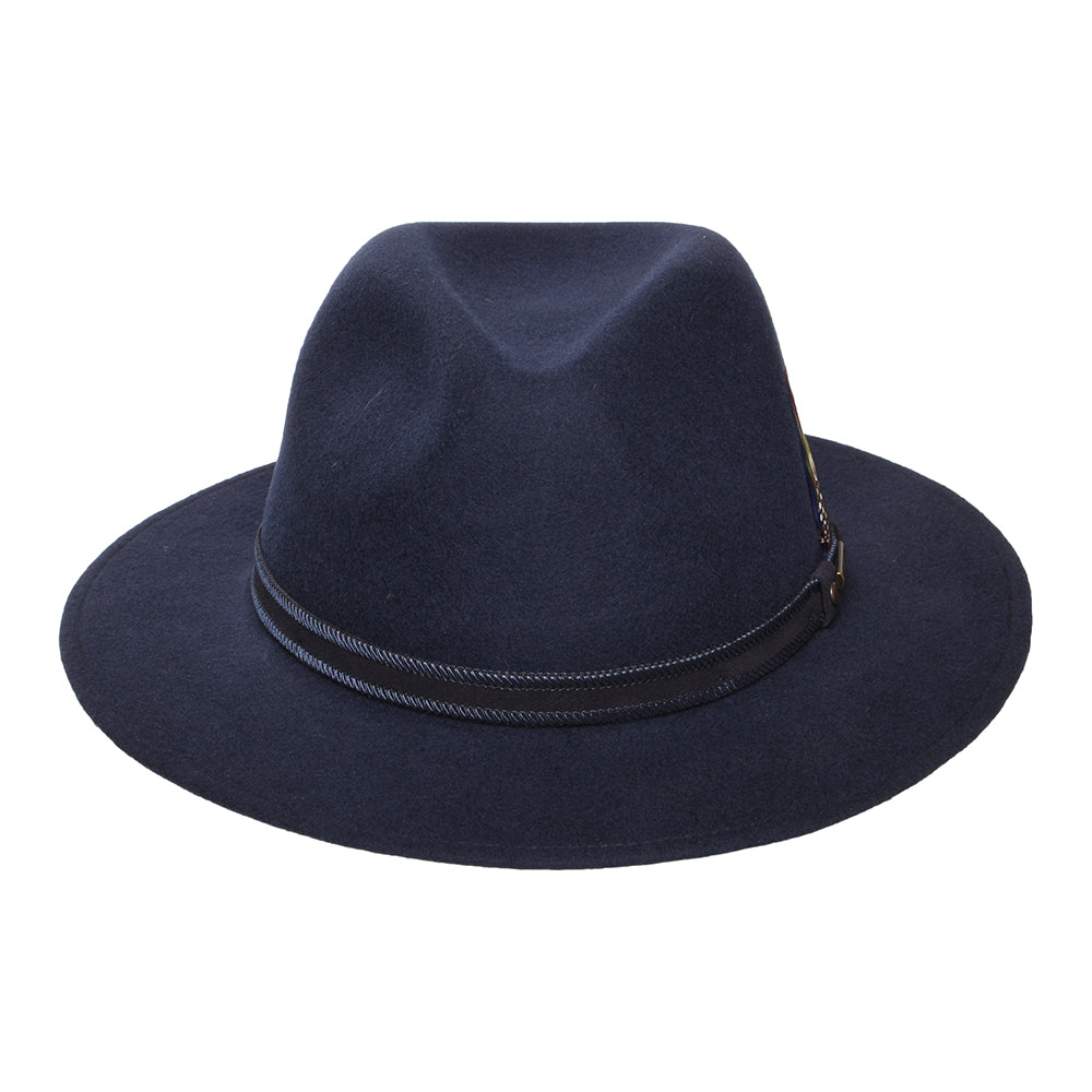Chapeau Fedora Safari en Laine Feutrée Hydrofuge Tenvelco Traveller bleu marine STETSON