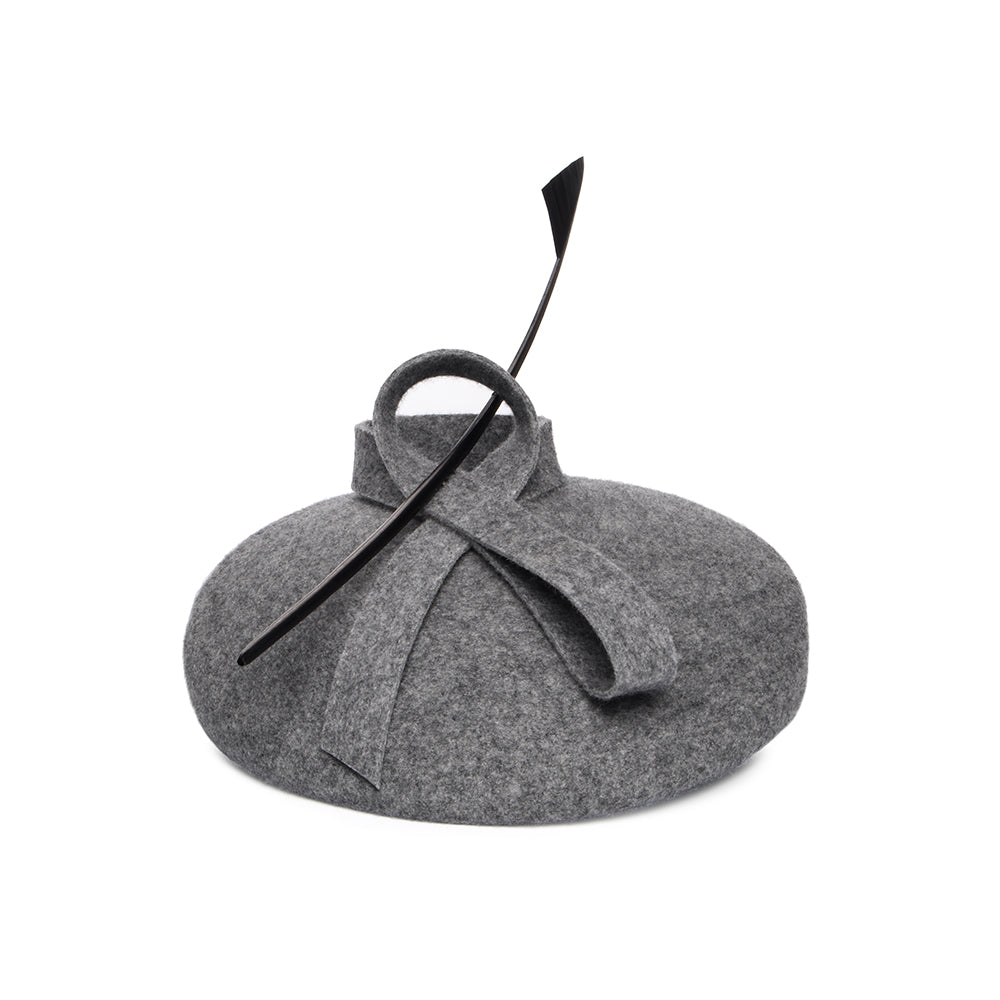 Béret en Laine Feutrée avec Plume anthracite WHITELEY