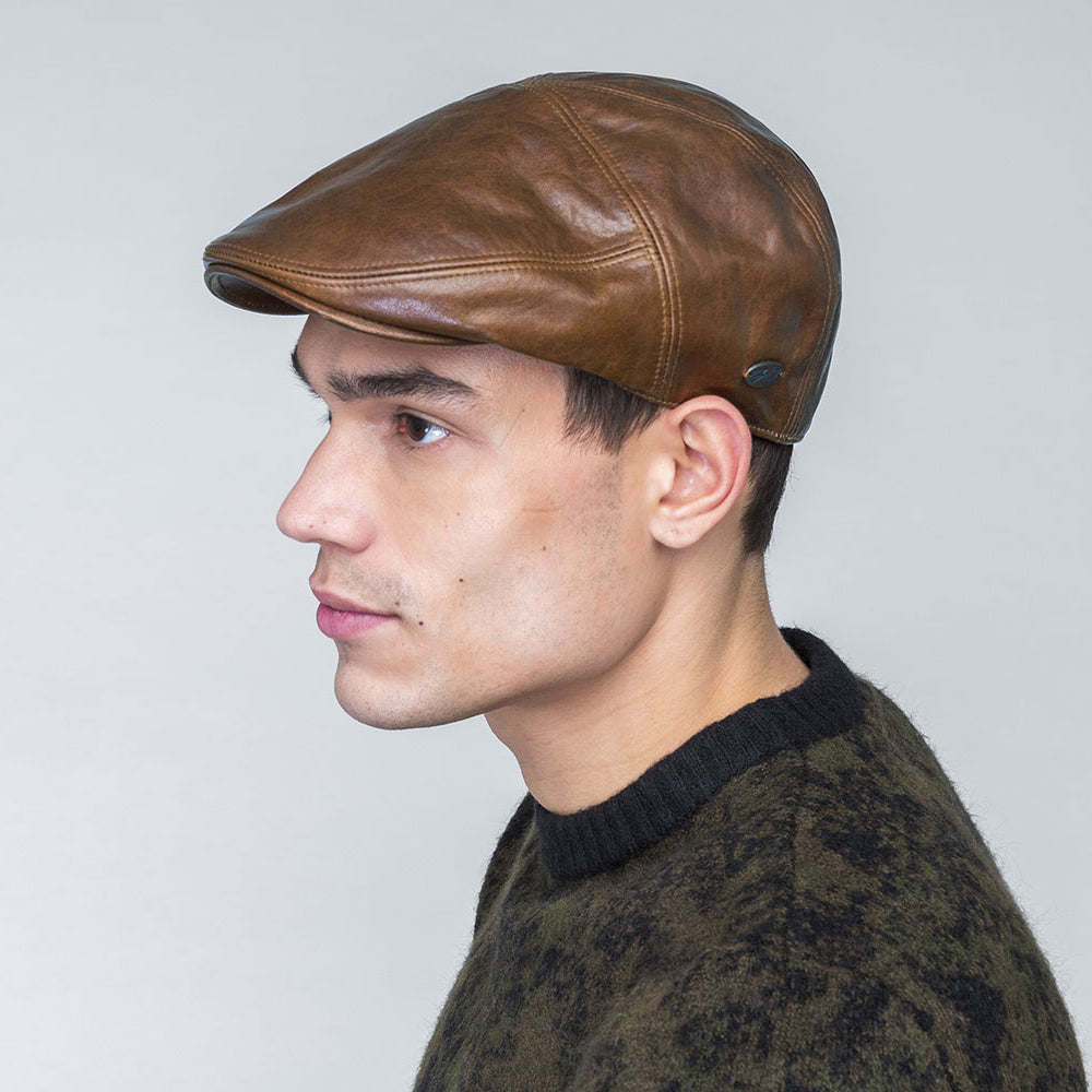 Casquette Plate en Cuir Reffell marron BAILEY