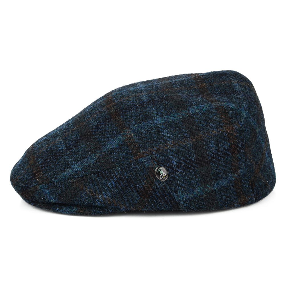 Casquette Plate en HARRIS TWEED à Carreaux bleu sarcelle-bleu-multi CITY SPORT