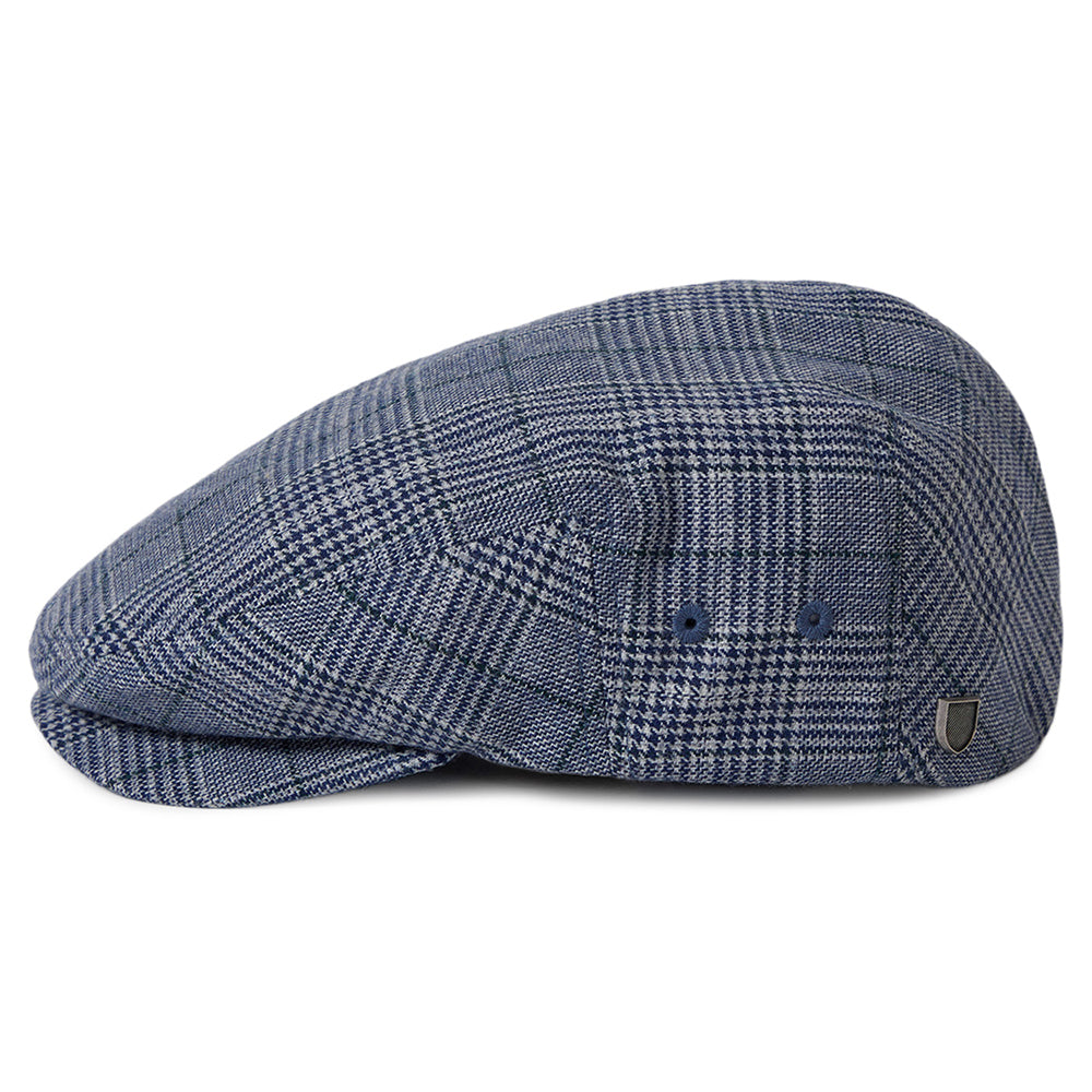 Casquette Plate Légère Pied-de-Poule Hooligan bleu-blanc cassé BRIXTON