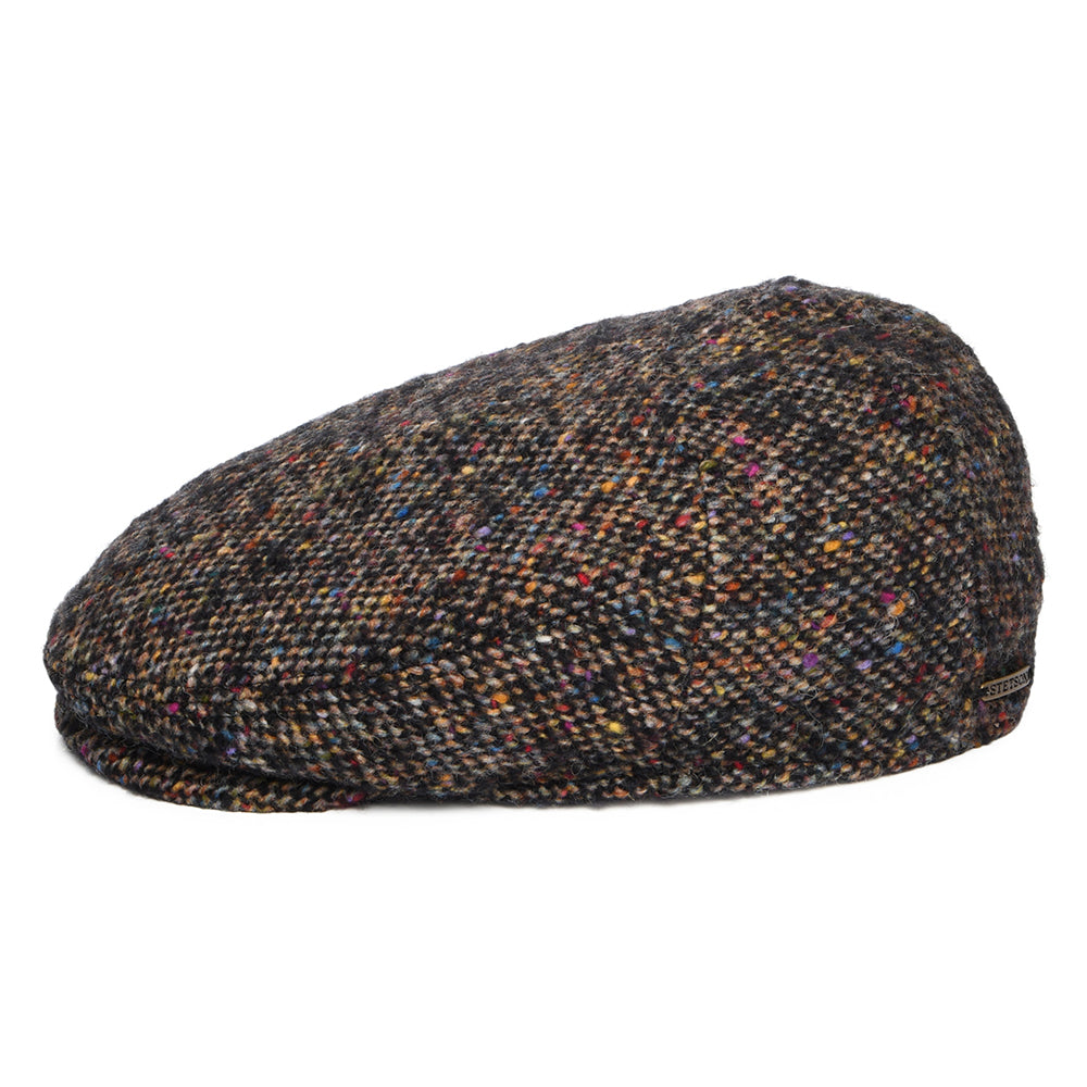 Casquette Plate en Tweed du Donegal Driver noir-multi STETSON
