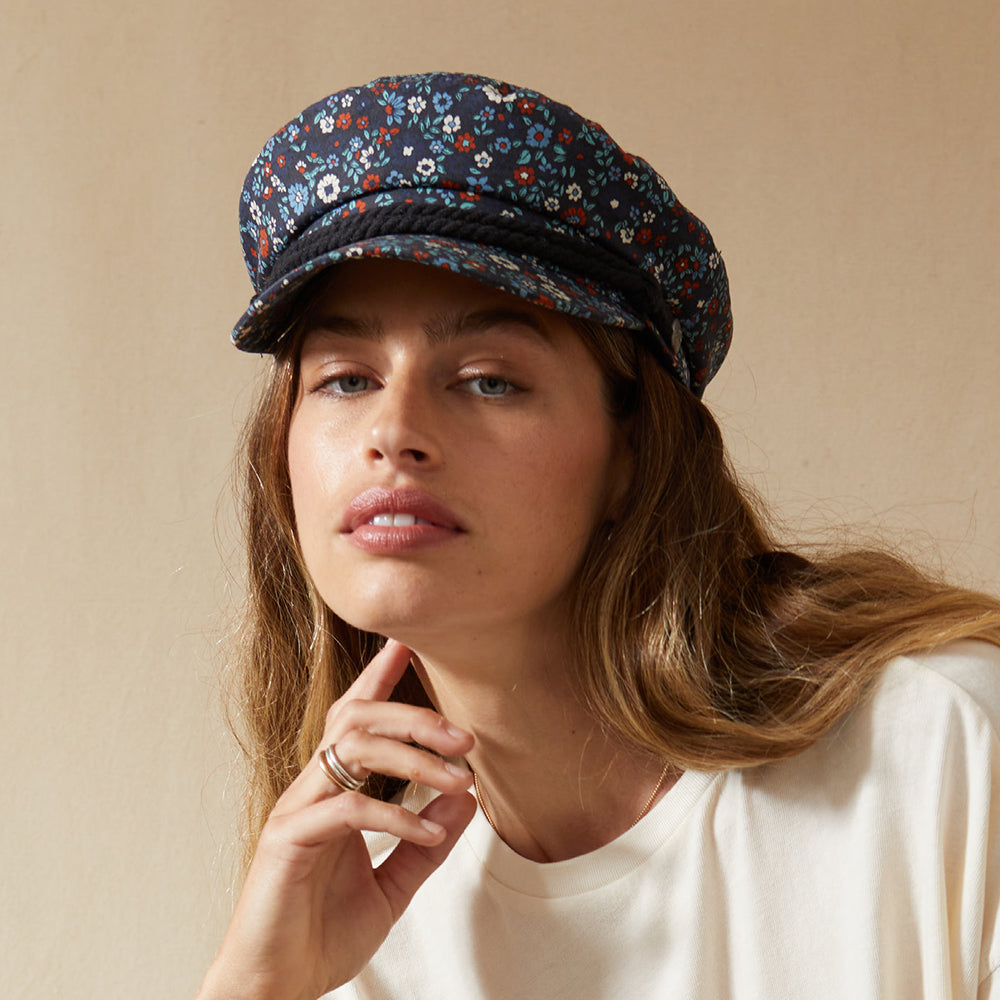 Casquette de Marin en Coton Floral bleu marine délavé BRIXTON