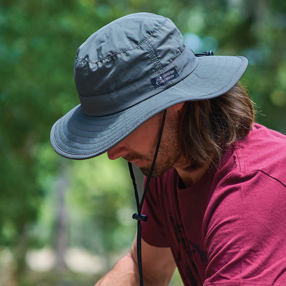 Chapeau Bob Boonie Pliable à Bord Large Evergreen anthracite DORFMAN PACIFIC