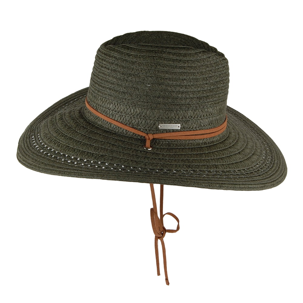 Chapeau Été à Bord Large avec Jugulaire olive SEEBERGER