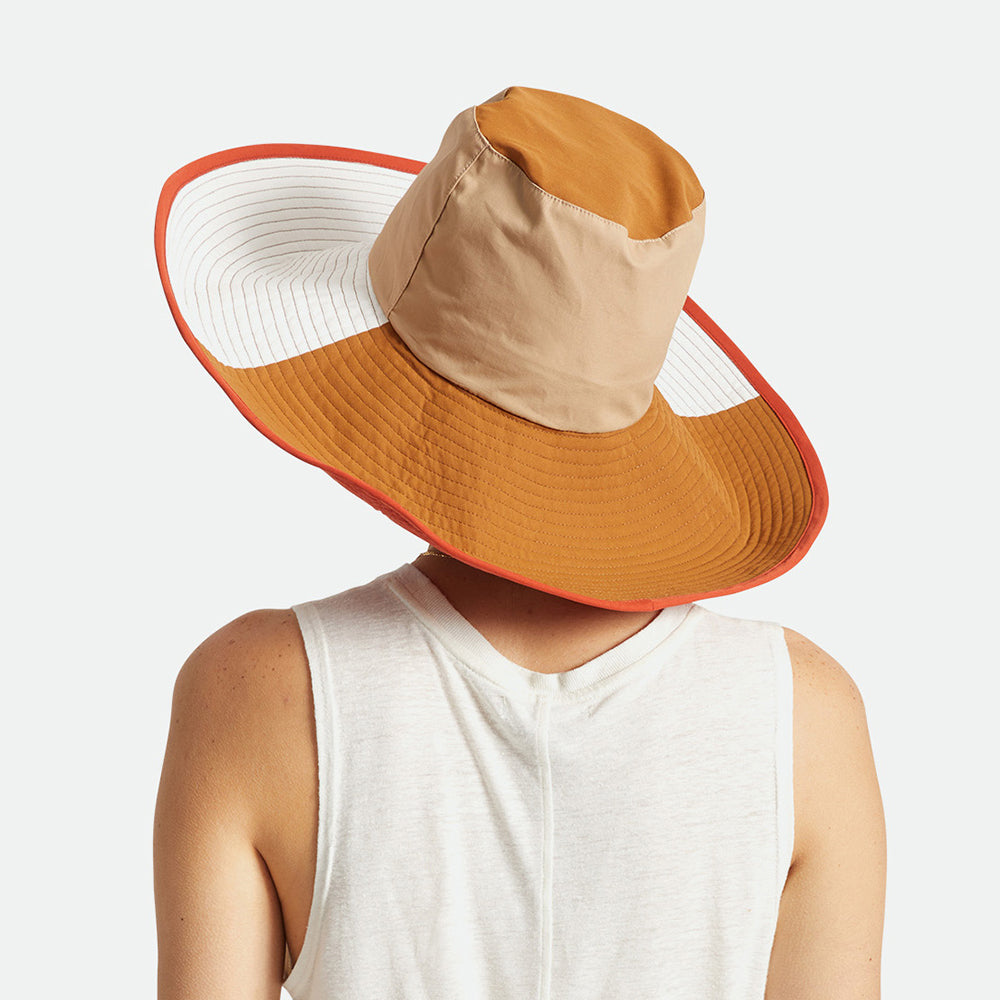 Chapeau Bob à Bord Large Pliable Maddie sable-marron-blanc BRIXTON