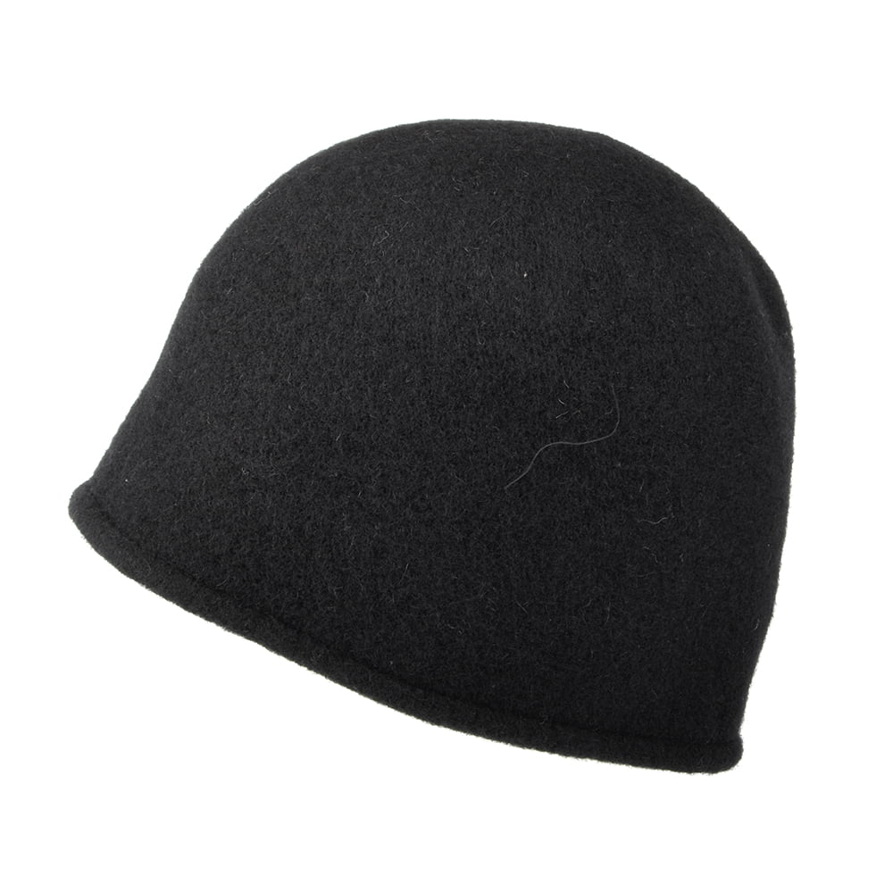 Chapeau Cloche en Laine Vierge avec Noeud noir SEEBERGER