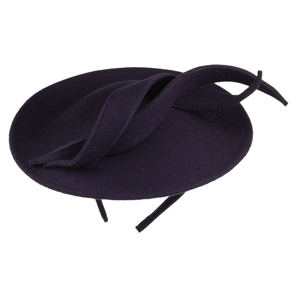 Chapeau Bibi Disque en Laine avec Boucles Luna bleu marine WHITELEY