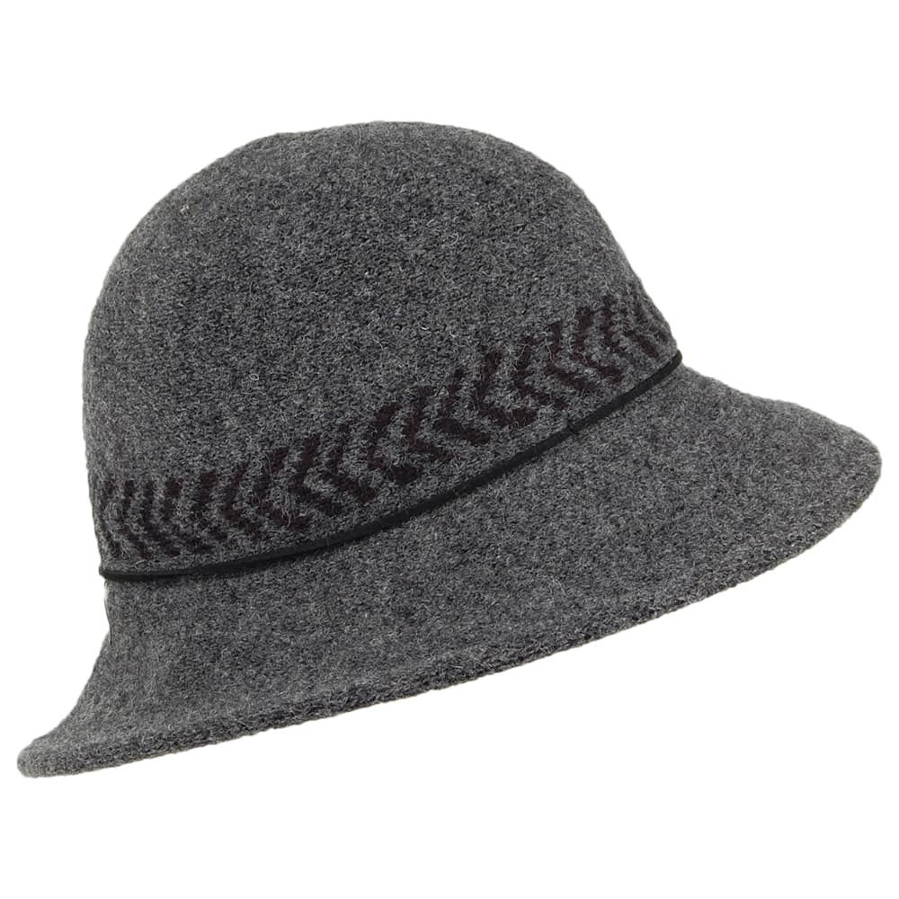 Chapeau Cloche en Laine Mélangée Mattie anthracite CALLANAN