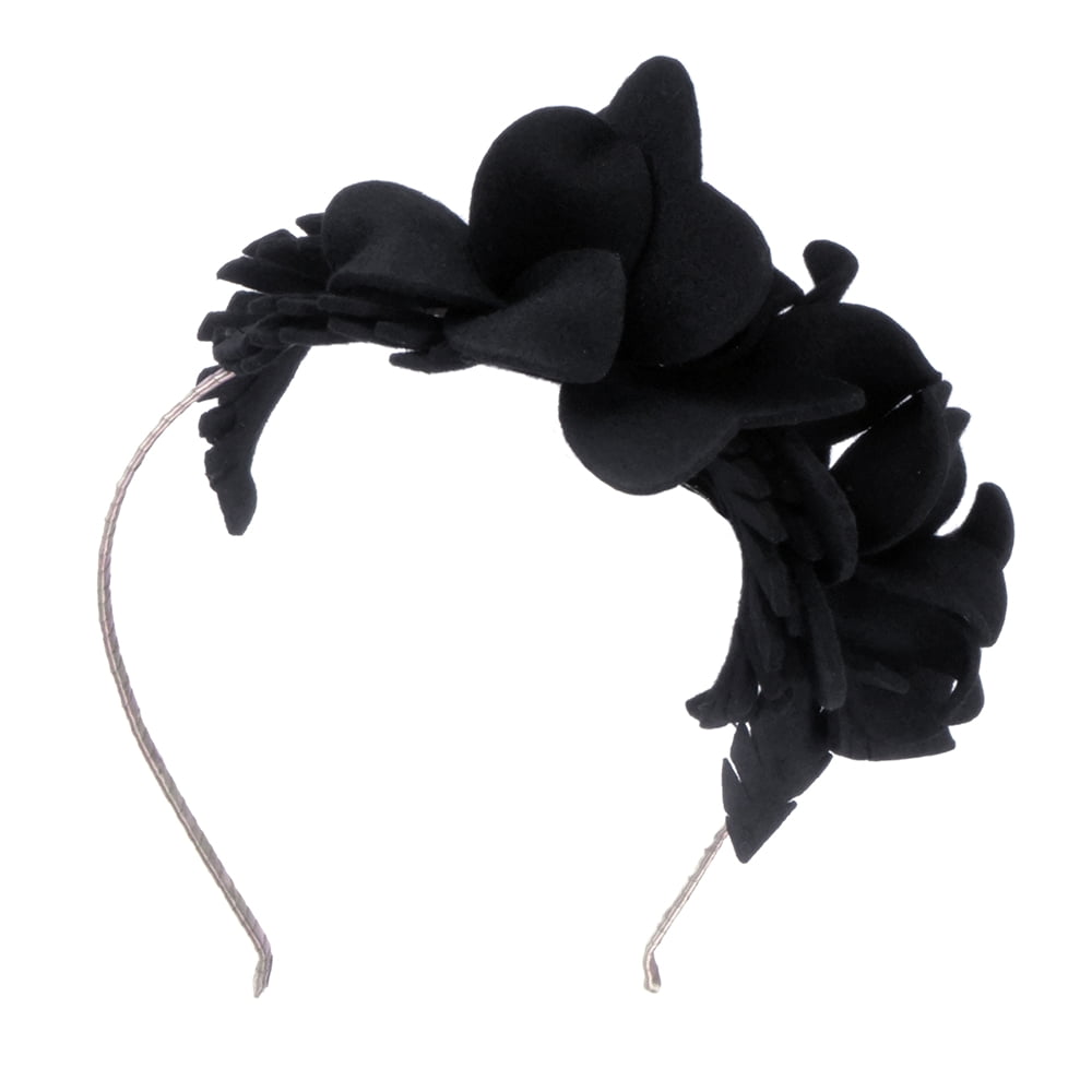 Bandeau Floral en Laine Feutrée noir FAILSWORTH