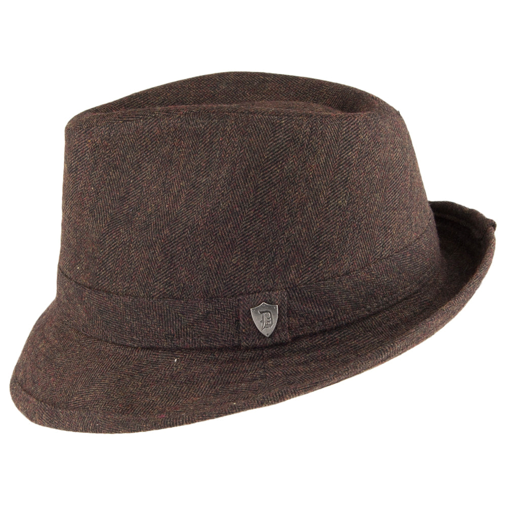 Chapeau Trilby en Laine Mélangée marron DORFMAN PACIFIC