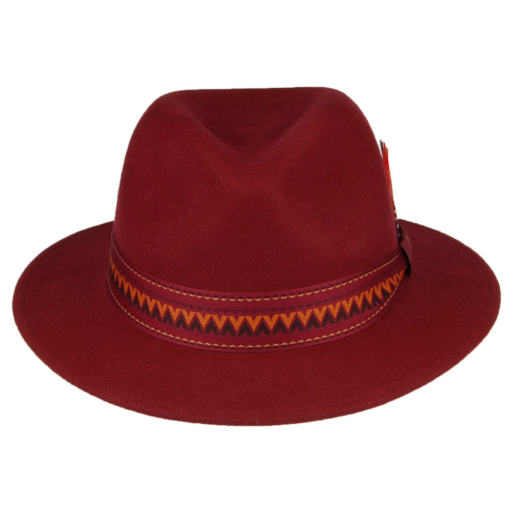 Chapeau Fedora en Laine Feutrée Aztek bordeaux STETSON