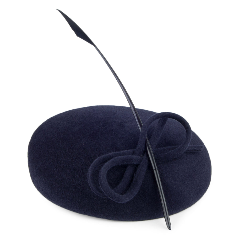 Béret en Fourrure Feutrée avec Plume bleu marine WHITELEY