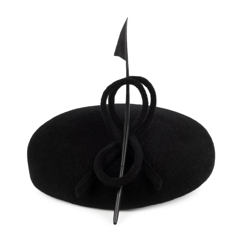 Béret en Fourrure Feutrée avec Plume noir WHITELEY