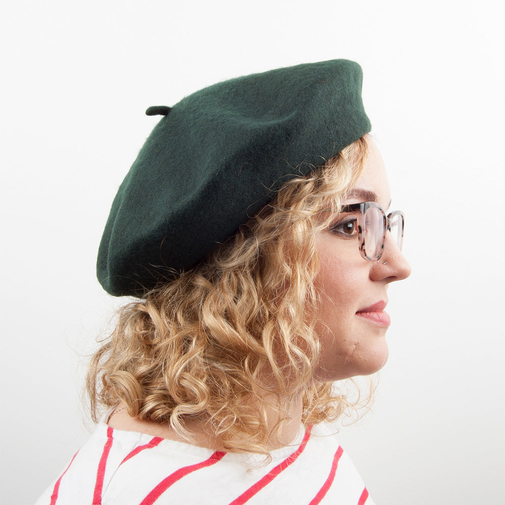 Béret Tendance en Laine vert foncé