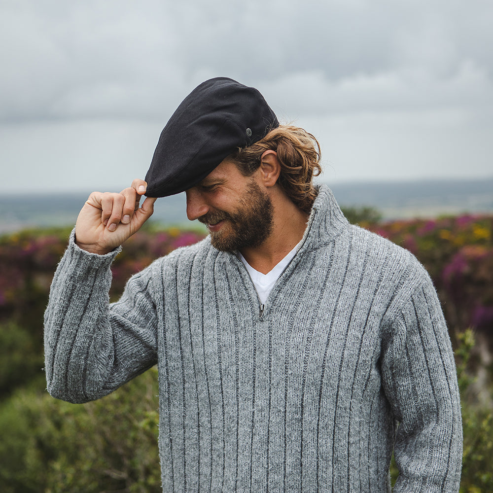 Casquette Plate en Pure Laine Harlem noir JAXON & JAMES