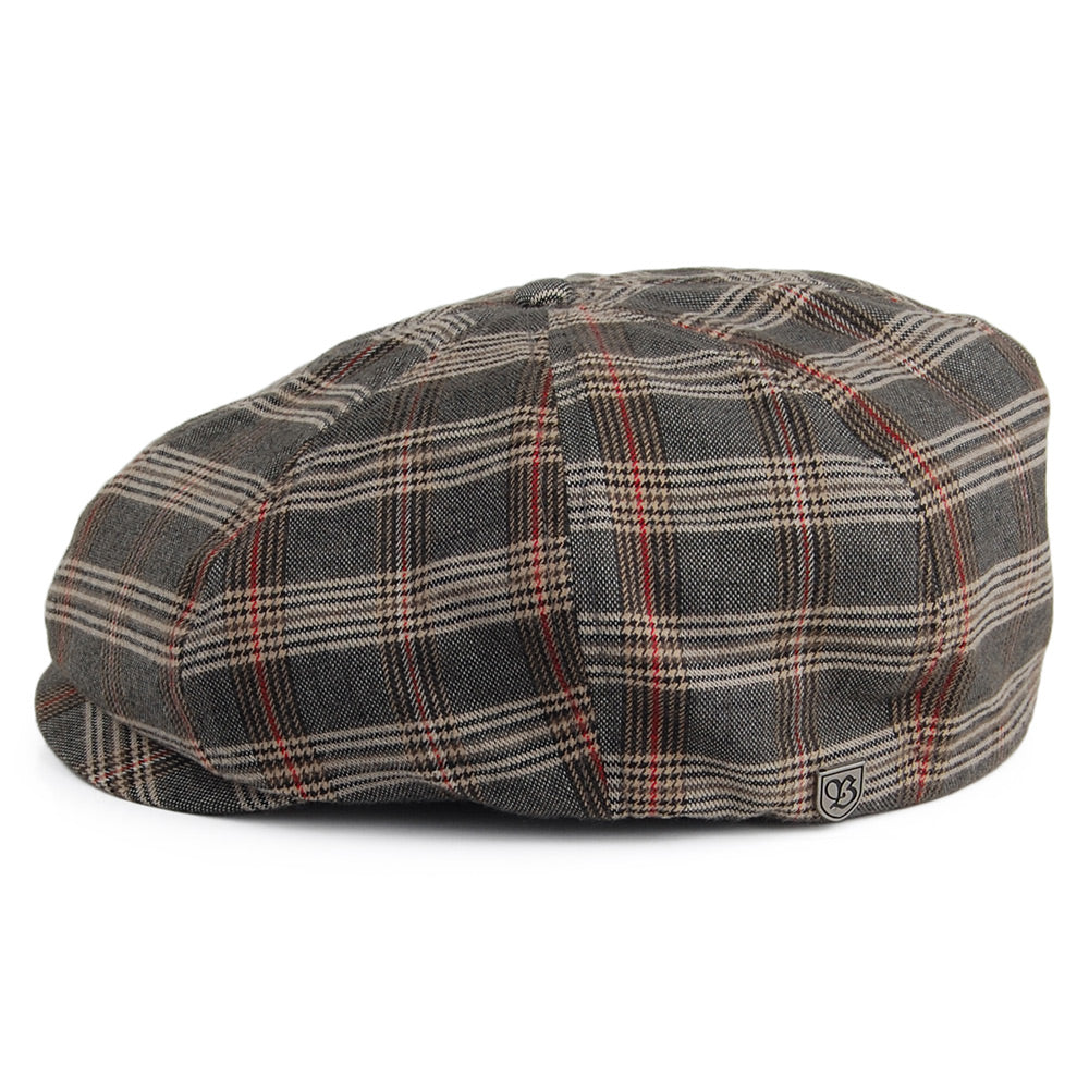 Casquette Gavroche à Carreaux Brood gris-beige sable BRIXTON