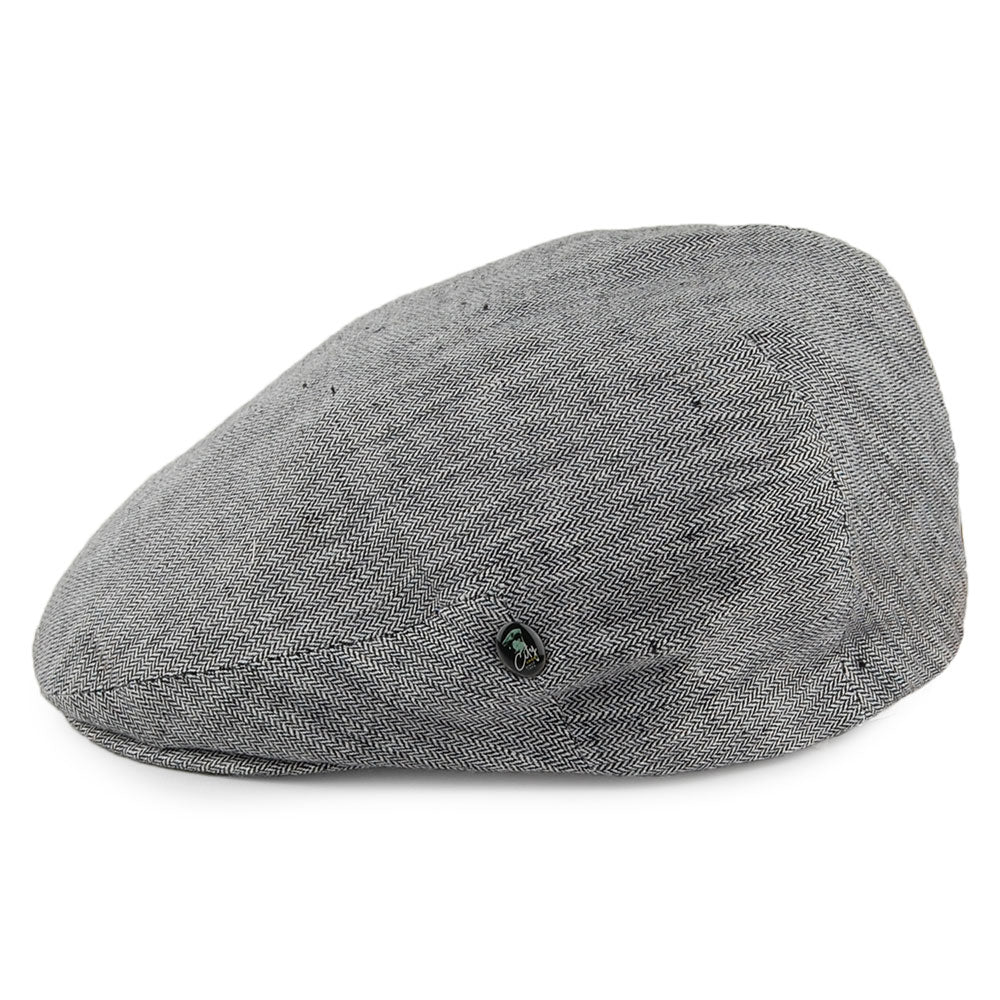 Casquette Plate en Lin à Petits Chevrons noir CITY SPORT