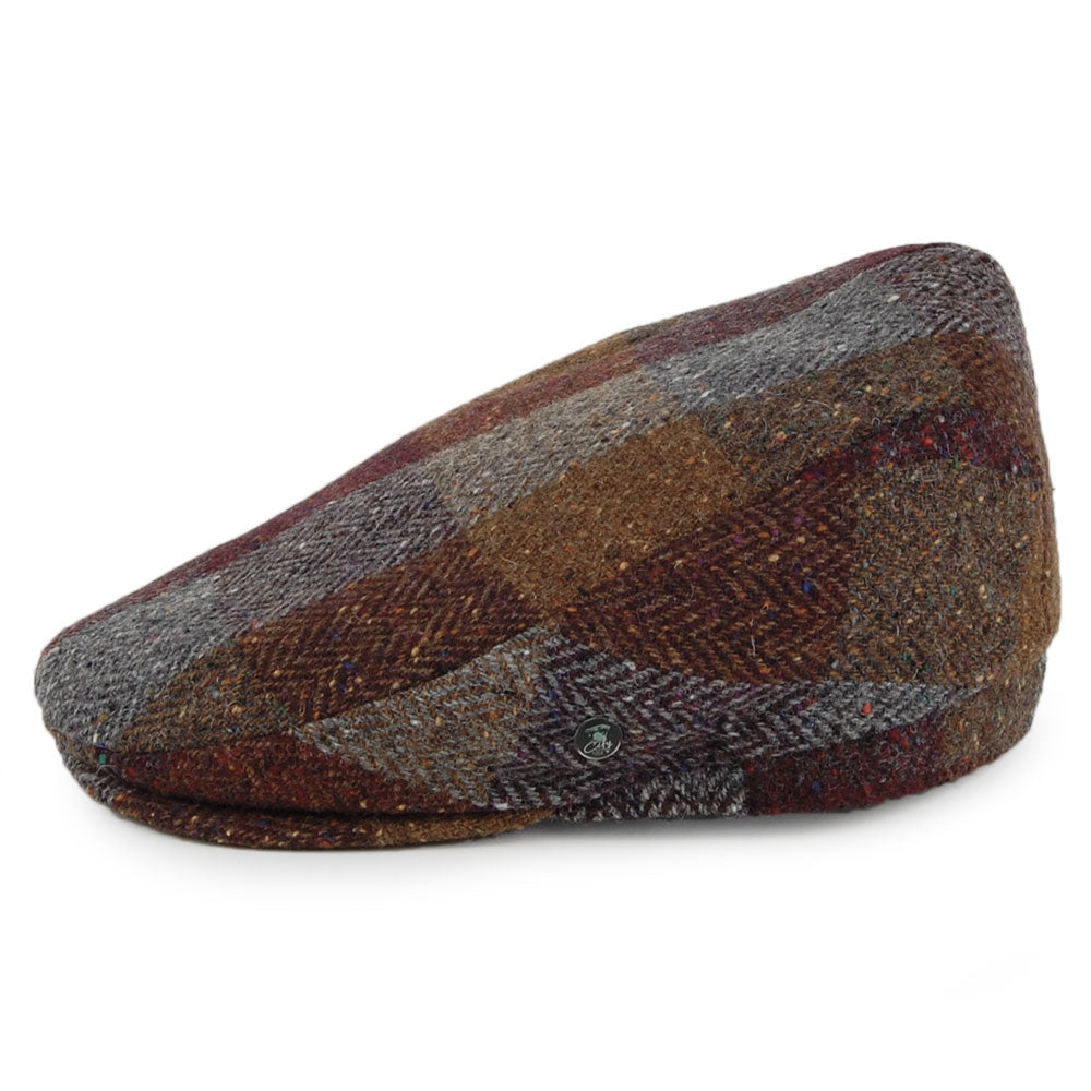 Casquette Plate en Tweed du Donegal Patch marron-bordeaux CITY SPORT
