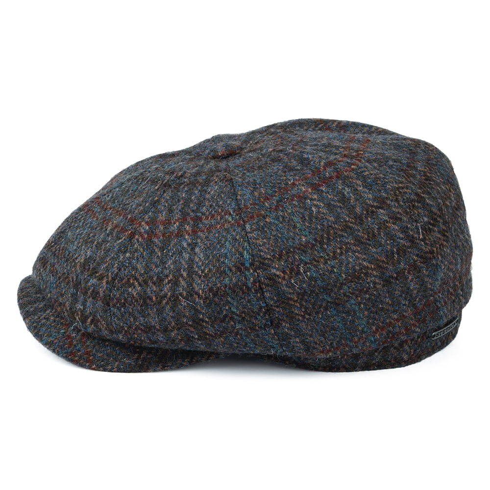 Casquette Gavroche en HARRIS TWEED Hatteras bleu-gris STETSON