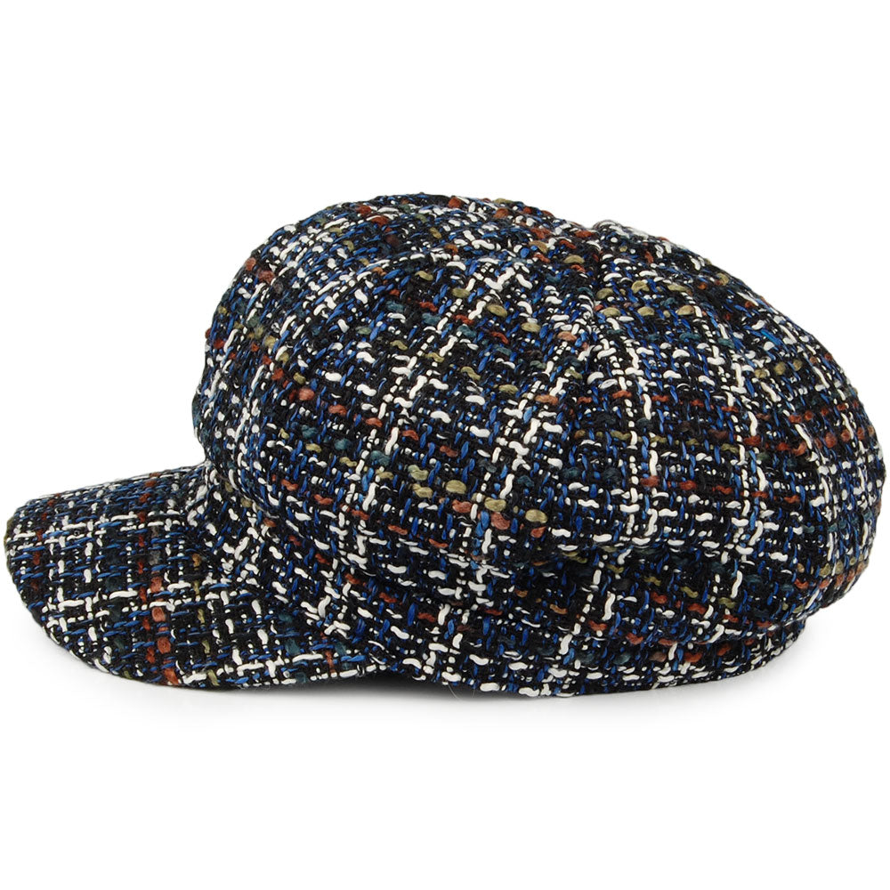 Casquette Gavroche en Tweed mélange de bleus WHITELEY