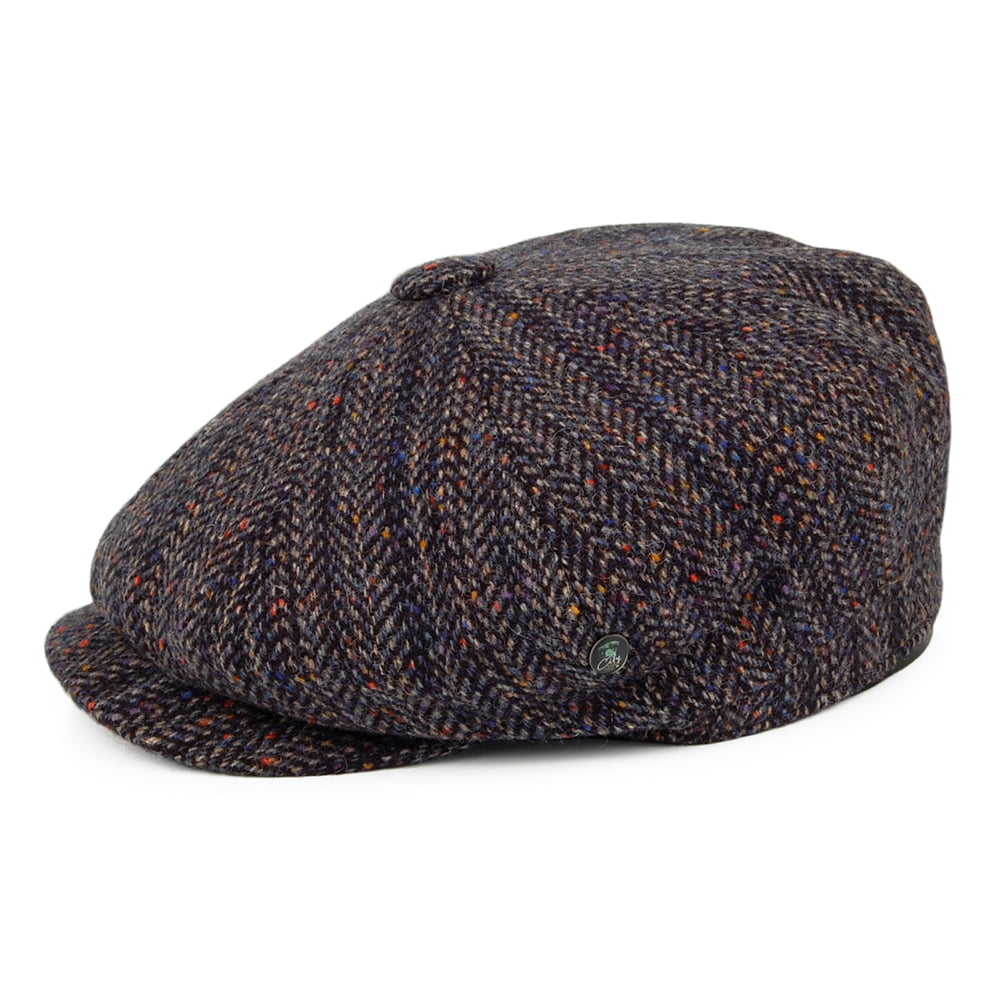 Casquette Gavroche en Tweed du Donegal Calotte Profonde Shannon bleu-multi CITY SPORT