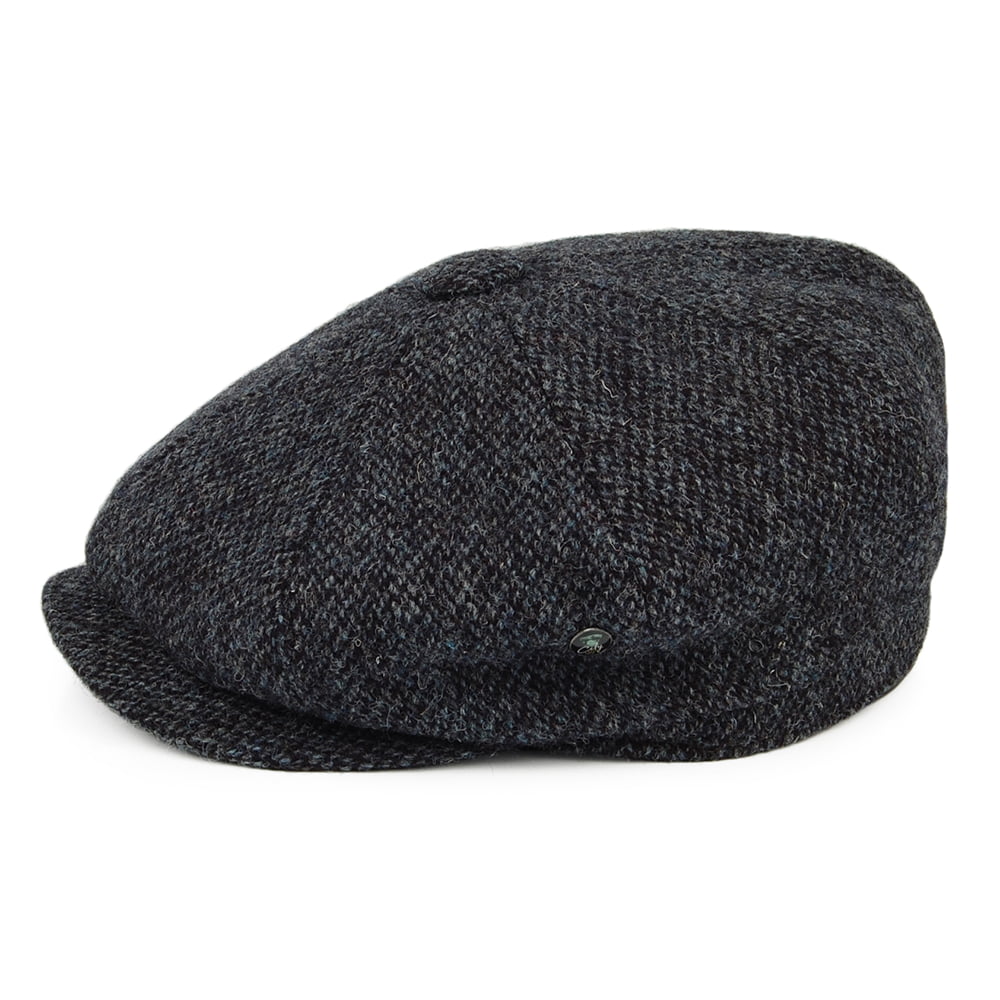 Casquette Gavroche en HARRIS TWEED Chiné Calotte Profonde bleu marine CITY SPORT