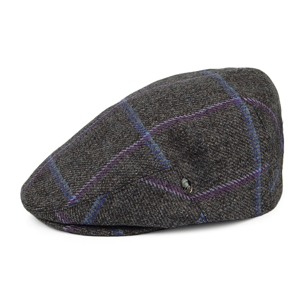 Casquette Plate en Laine Vierge Anglaise à Carreaux anthracite CITY SPORT