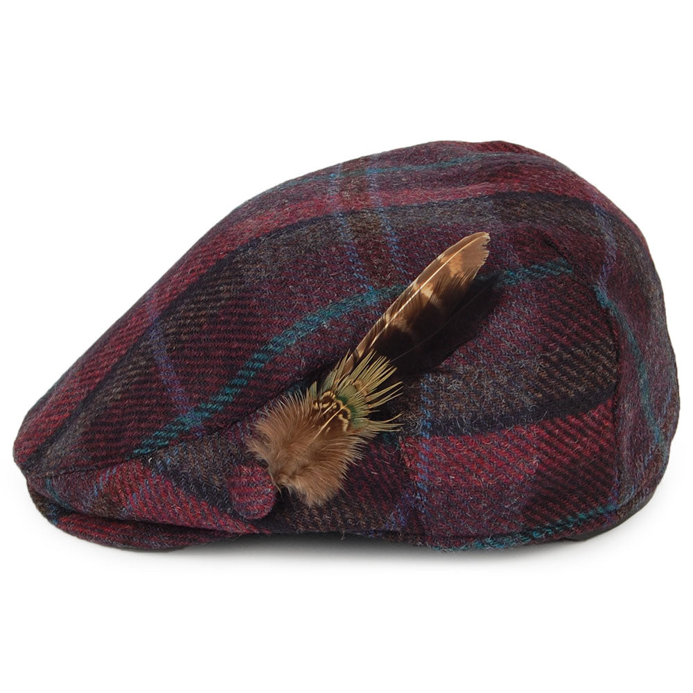 Casquette Plate en Laine Britannique Tartan avec Plume indigo FAILSWORTH
