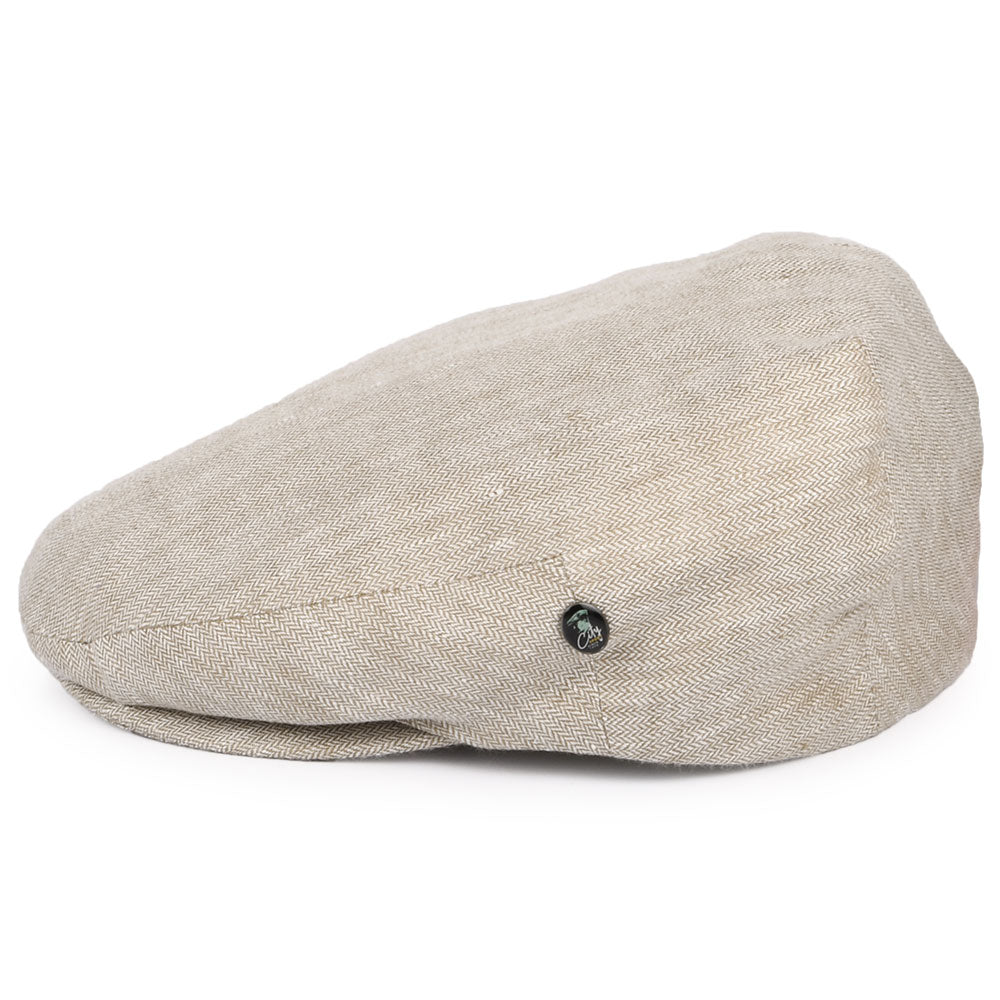 Casquette Plate en Lin à Micro Chevrons beige sable CITY SPORT