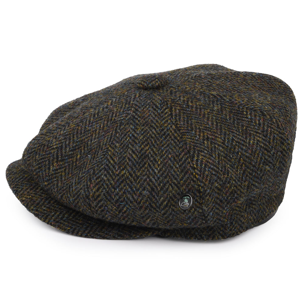 Casquette Gavroche en HARRIS TWEED Chiné Calotte Profonde forêt-bleu marine CITY SPORT