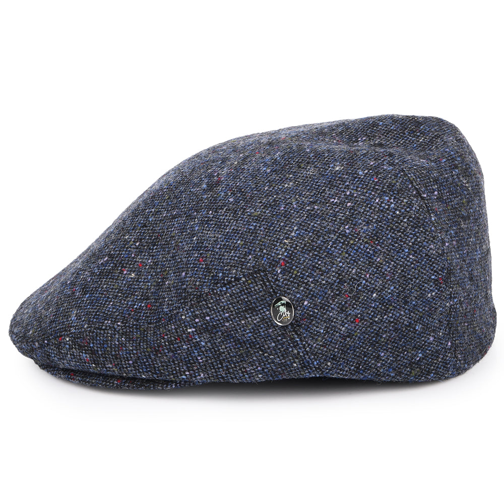 Casquette Plate en Tweed du Donegal Chiné bleu marine CITY SPORT