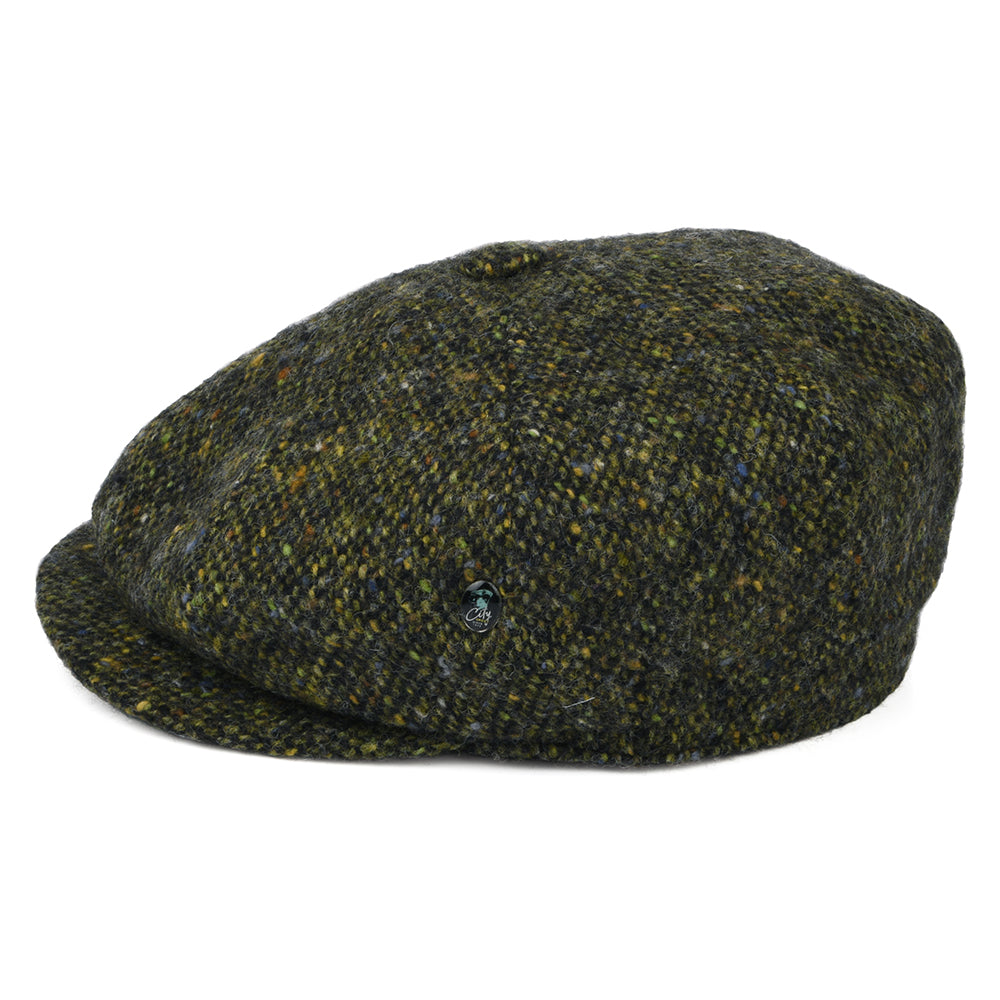 Casquette Gavroche en Tweed du Donegal Chiné Calotte Profonde forêt-multi CITY SPORT