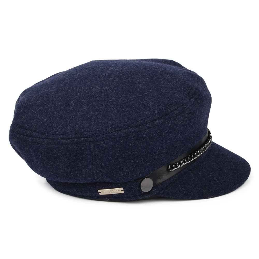 Casquette Gavroche en Feutre bleu marine SEEBERGER