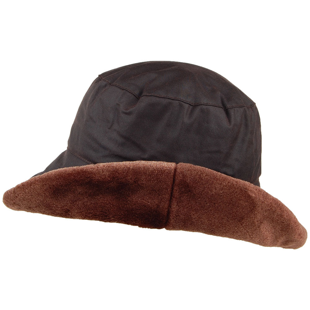 Chapeau Bob en Coton Ciré Rebord en Fausse Fourrure marron FAILSWORTH