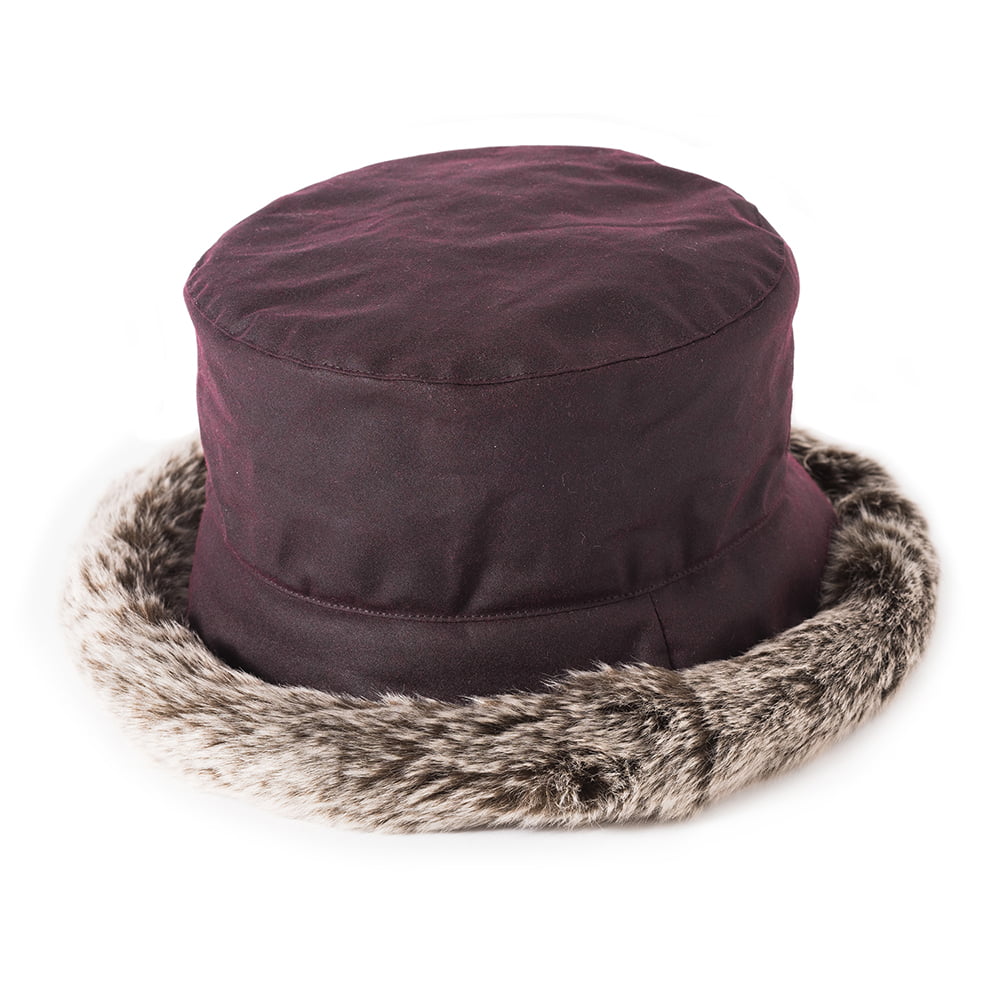 Chapeau Bob en Coton Ciré Rebord en Fausse Fourrure Classic merlot FAILSWORTH