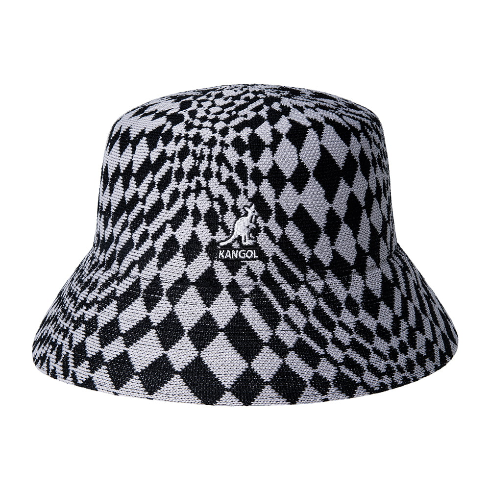 Chapeau Bob à Carreaux Déformés noir-gris KANGOL