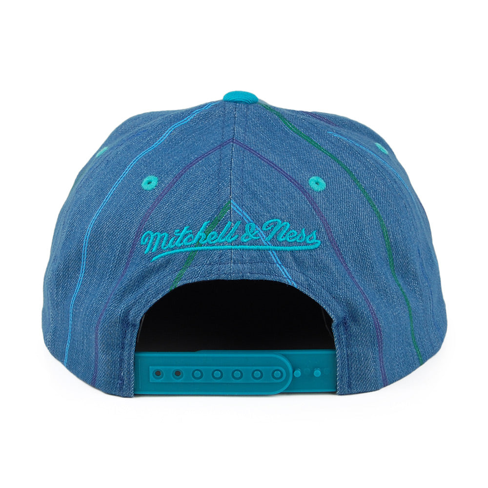 Casquette Snapback Denim Pinstripe Charlotte Hornets bleu sarcelle MITCHELL & NESS