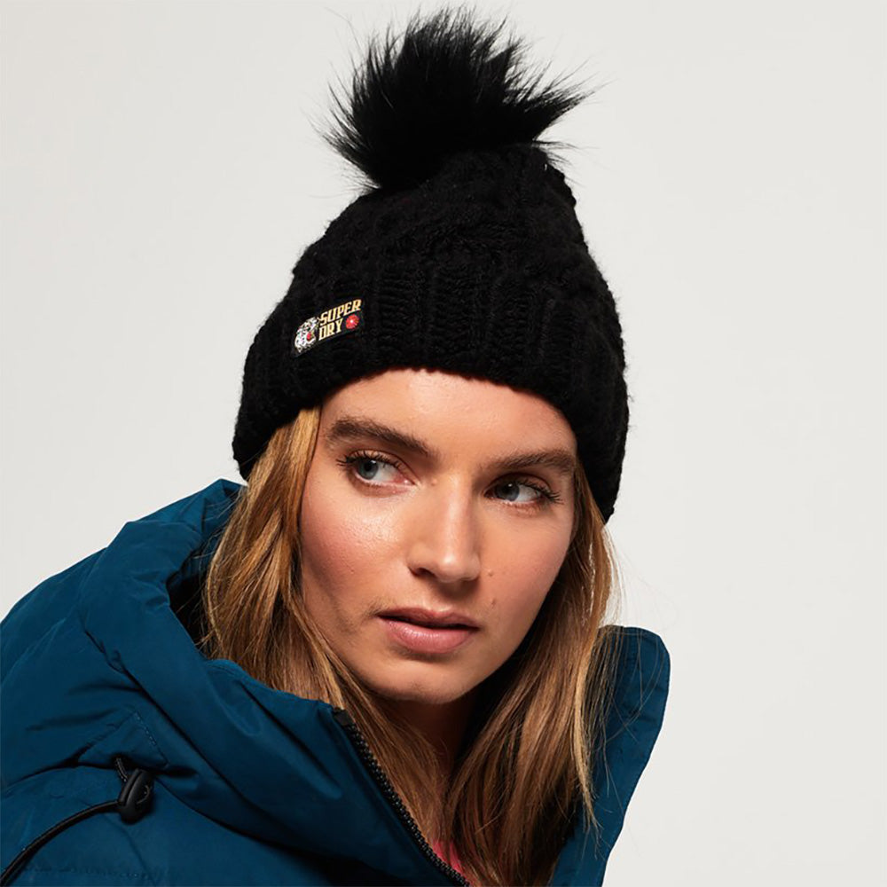 Bonnet à Pompon Chic Regal noir SUPERDRY
