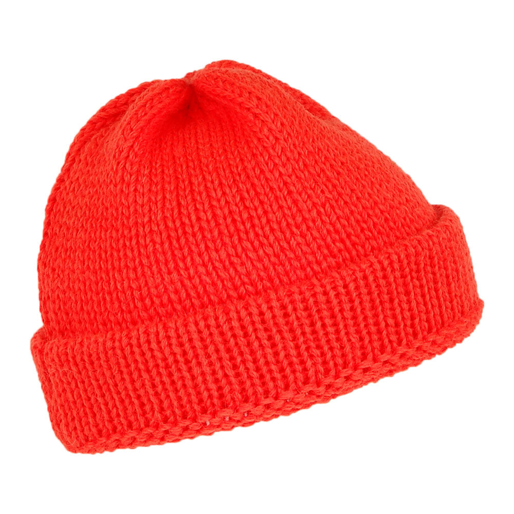 Bonnet Marin Court en Laine Anglaise orange HIGHLAND 2000