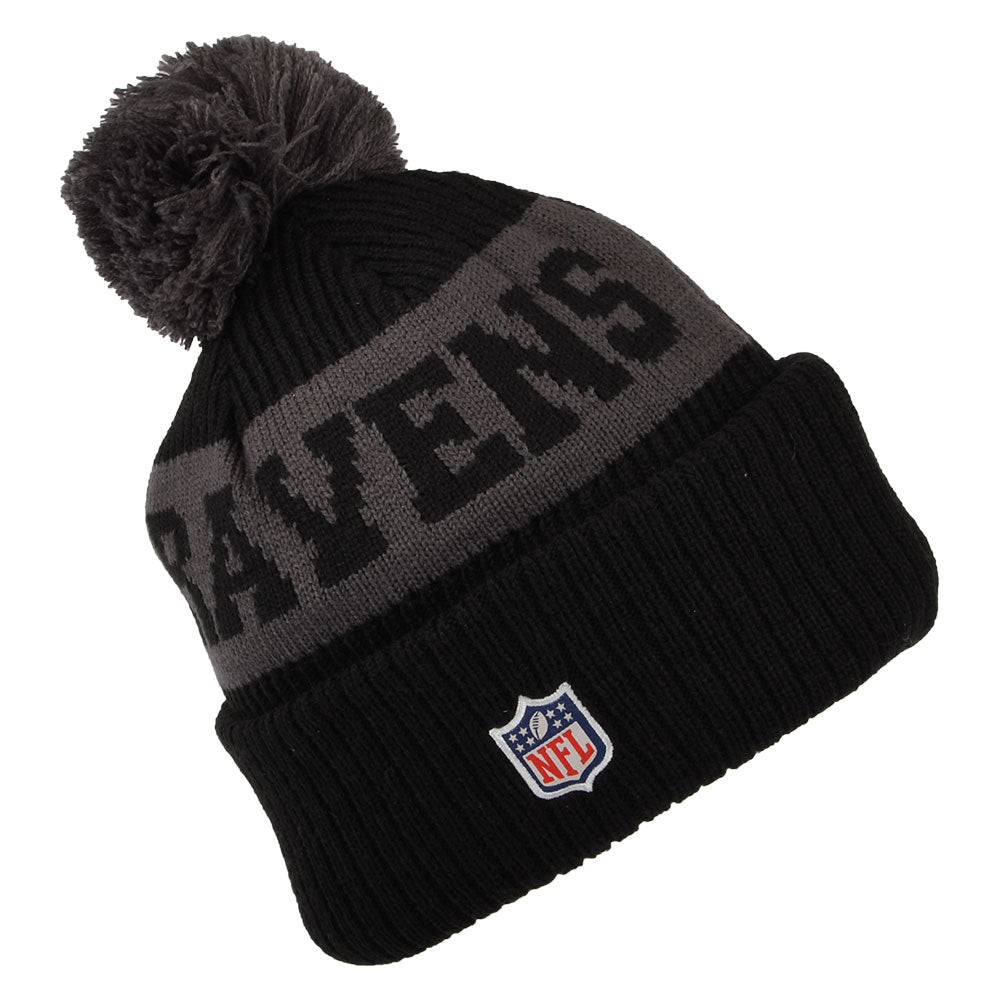 Bonnet à Pompon NFL On Field Sport Knit Baltimore Ravens noir-gris NEW ERA
