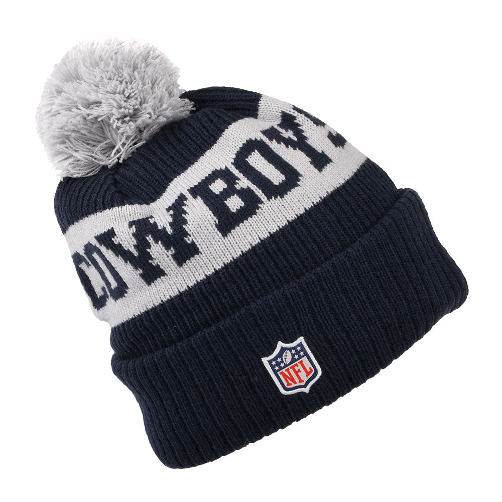 Bonnet à Pompon NFL On Field Sport Knit Dallas Cowboys bleu-gris NEW ERA