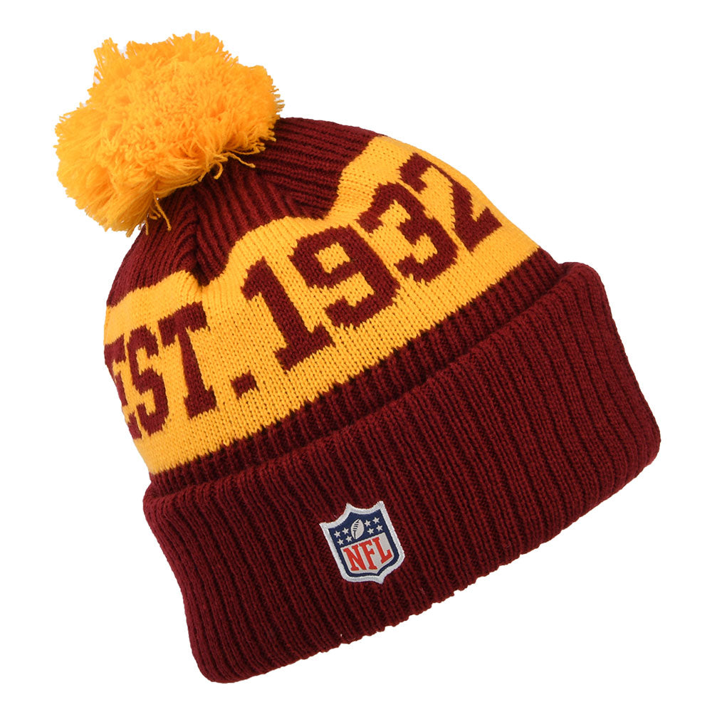 Bonnet à Pompon NFL On Field Sport Knit Washington Football Team bordeaux-jaune NEW ERA