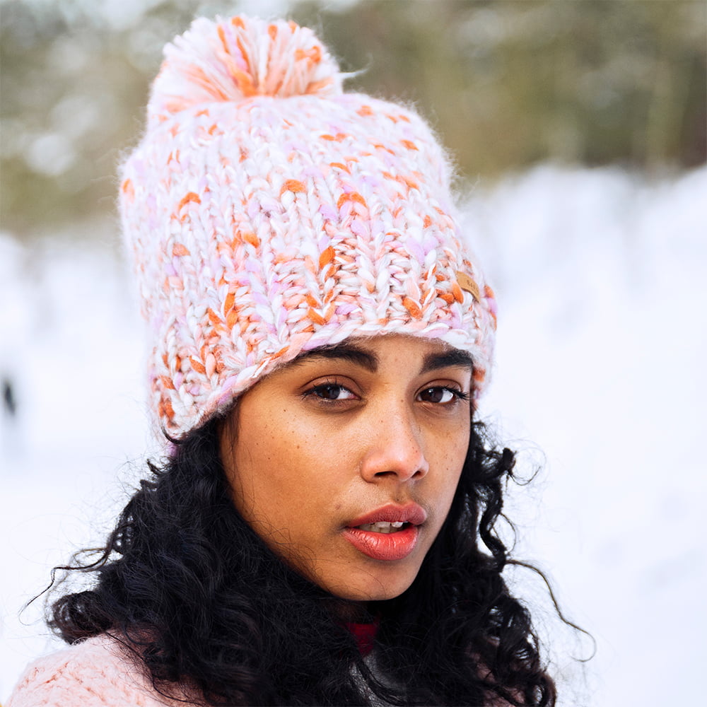 Bonnet à Pompon Maille Teinte Par Sections Muer crème-rose BARTS