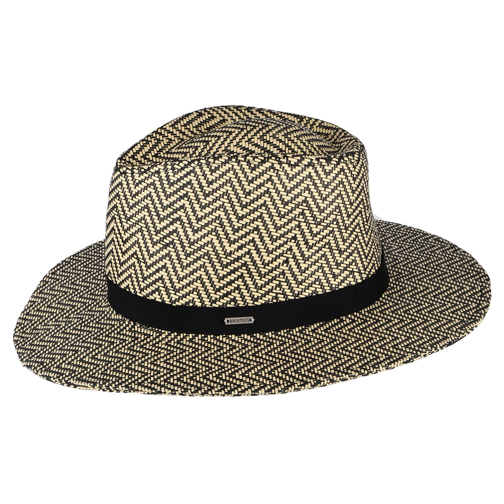 Chapeau Fedora en Paille Toyo à Chevrons Pliable Carolina noir-naturel BRIXTON