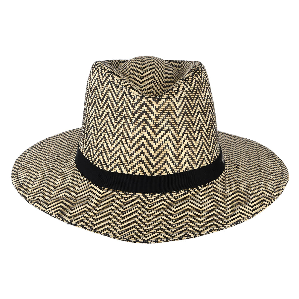 Chapeau Fedora en Paille Toyo à Chevrons Pliable Carolina noir-naturel BRIXTON