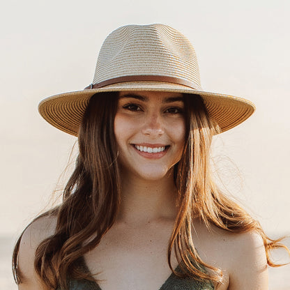 Chapeau Fedora Safari en Papier Tressé Sapo naturel-marron CAPPELLI