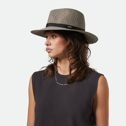 Chapeau Fedora en Paille Toyo Pliable Carolina noir-naturel BRIXTON